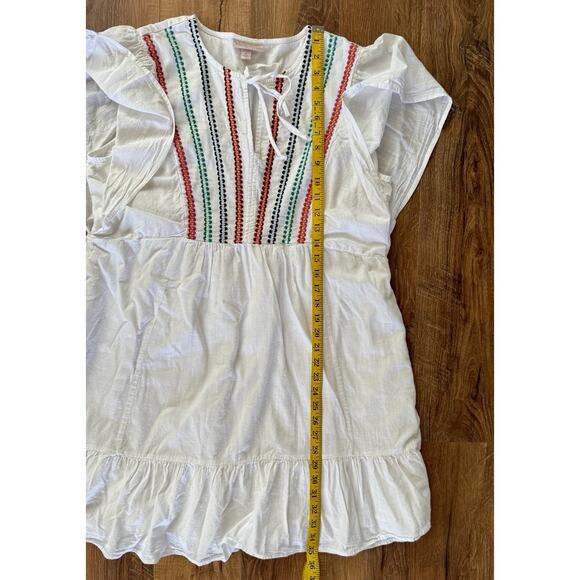 Knox Rose Women’s Dress XL White Multi Color Embroidered Boho Casual Pockets EUC - Picture 6 of 12
